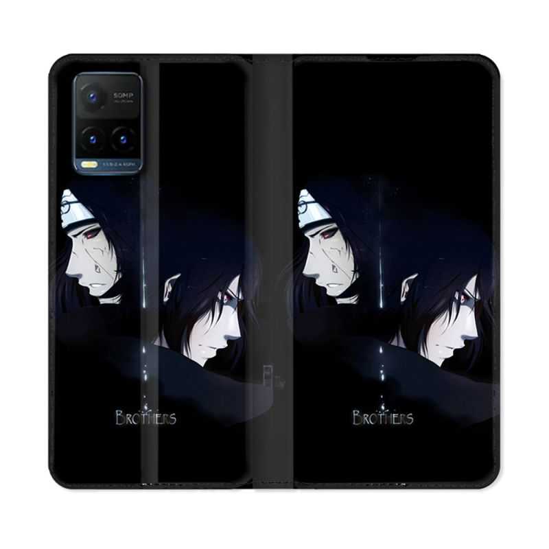 Housse cuir portefeuille Pour Vivo Y21 / Y21S / Y33S Manga Naruto Sasuke Itachi