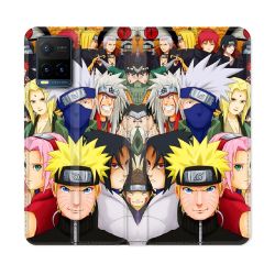 Housse cuir portefeuille Pour Vivo Y21 / Y21S / Y33S Manga Naruto Team