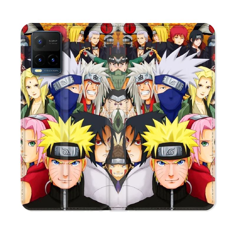 Housse cuir portefeuille Pour Vivo Y21 / Y21S / Y33S Manga Naruto Team