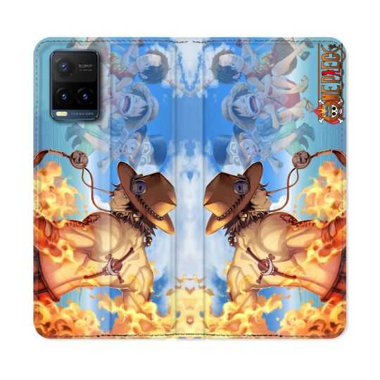 Housse cuir portefeuille Pour Vivo Y21 / Y21S / Y33S Manga One Piece Ace Color