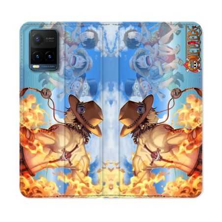 Housse cuir portefeuille Pour Vivo Y21 / Y21S / Y33S Manga One Piece Ace Color