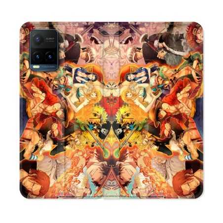 Housse cuir portefeuille Pour Vivo Y21 / Y21S / Y33S Manga One Piece Nakama