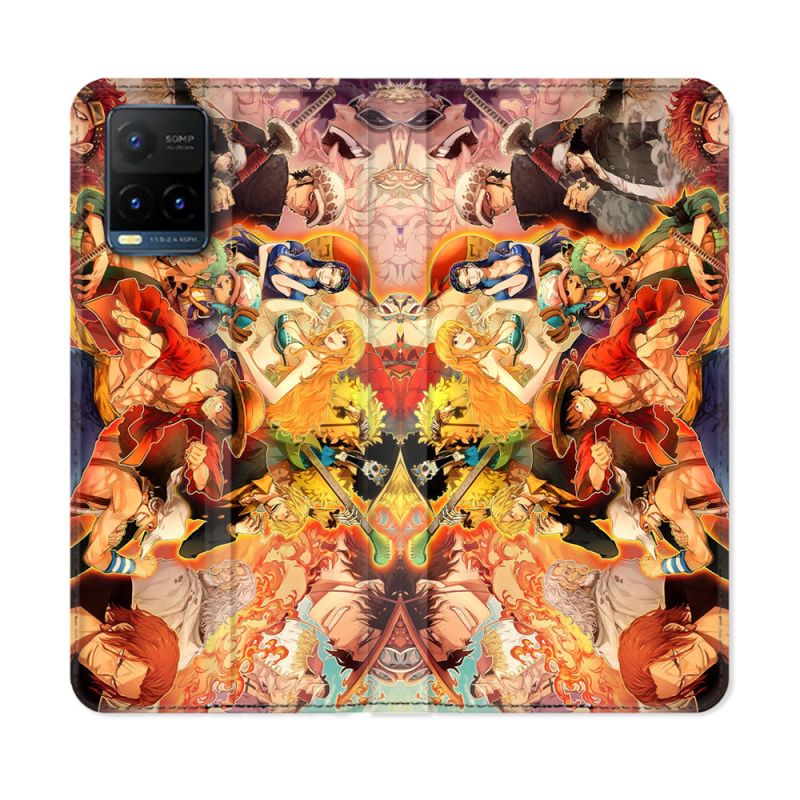 Housse cuir portefeuille Pour Vivo Y21 / Y21S / Y33S Manga One Piece Nakama
