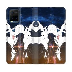 Housse cuir portefeuille Pour Vivo Y21 / Y21S / Y33S Manga SAO sword Art Online Asuna