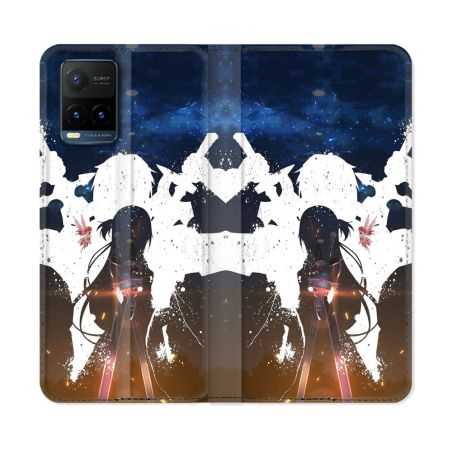 Housse cuir portefeuille Pour Vivo Y21 / Y21S / Y33S Manga SAO sword Art Online Asuna