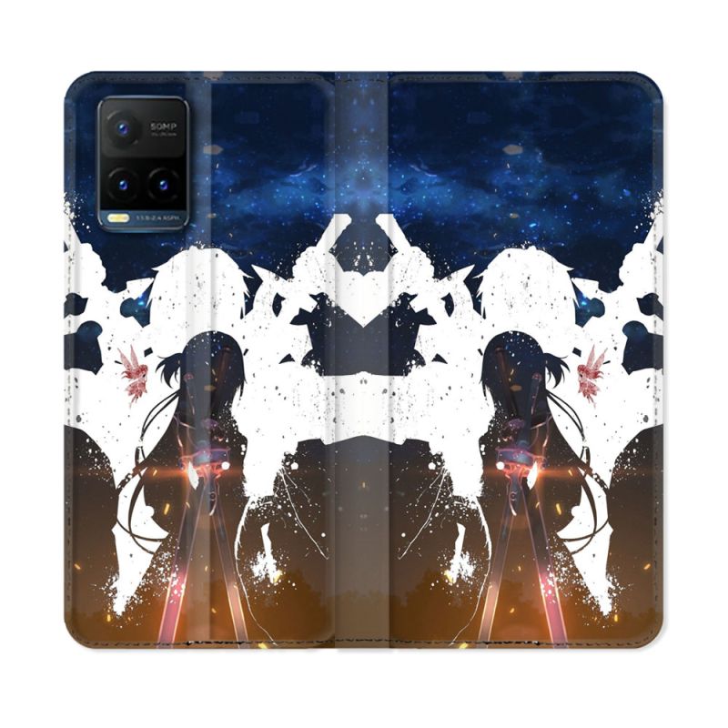 Housse cuir portefeuille Pour Vivo Y21 / Y21S / Y33S Manga SAO sword Art Online Asuna