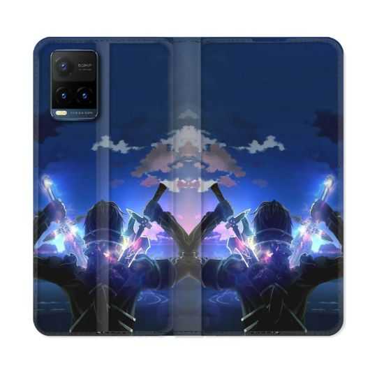 Housse cuir portefeuille Pour Vivo Y21 / Y21S / Y33S Manga SAO sword Art Online Epee