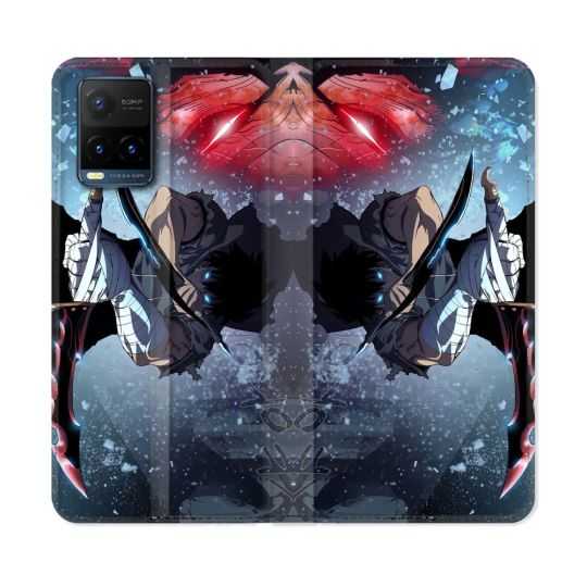 Housse cuir portefeuille Pour Vivo Y21 / Y21S / Y33S Manga Solo Leveling Sung Epee