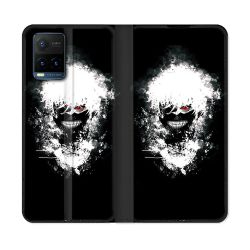 Housse cuir portefeuille Pour Vivo Y21 / Y21S / Y33S Manga Tokyo Ghoul Kaneki Tag