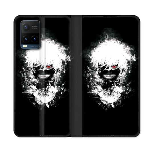 Housse cuir portefeuille Pour Vivo Y21 / Y21S / Y33S Manga Tokyo Ghoul Kaneki Tag