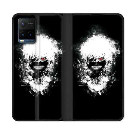 Housse cuir portefeuille Pour Vivo Y21 / Y21S / Y33S Manga Tokyo Ghoul Kaneki Tag