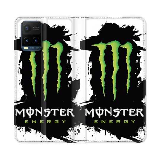 Housse cuir portefeuille Pour Vivo Y21 / Y21S / Y33S Monster Energy Tache
