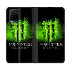 Housse cuir portefeuille Pour Vivo Y21 / Y21S / Y33S Monster Energy Vert