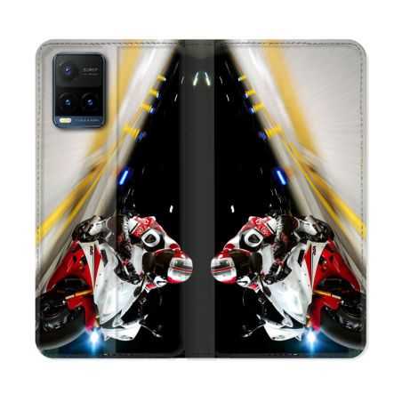 Housse cuir portefeuille Pour Vivo Y21 / Y21S / Y33S Moto Course GP R6