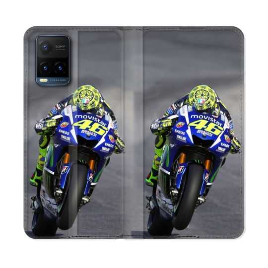 Housse cuir portefeuille Pour Vivo Y21 / Y21S / Y33S Moto Course GP Wheeling 46