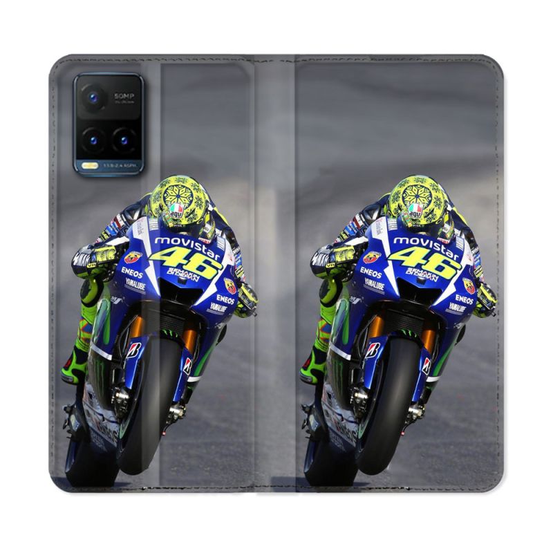 Housse cuir portefeuille Pour Vivo Y21 / Y21S / Y33S Moto Course GP Wheeling 46