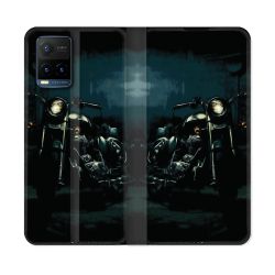 Housse cuir portefeuille Pour Vivo Y21 / Y21S / Y33S Moto Harley Vintage