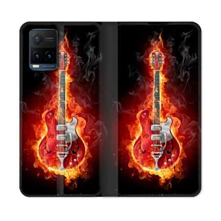 Housse cuir portefeuille Pour Vivo Y21 / Y21S / Y33S Musique Guitare Electrique