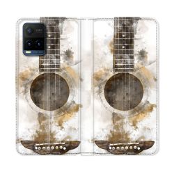 Housse cuir portefeuille Pour Vivo Y21 / Y21S / Y33S Musique Guitare Tag