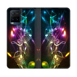 Housse cuir portefeuille Pour Vivo Y21 / Y21S / Y33S Musique Partition Multicolore