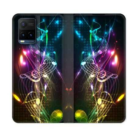 Housse cuir portefeuille Pour Vivo Y21 / Y21S / Y33S Musique Partition Multicolore