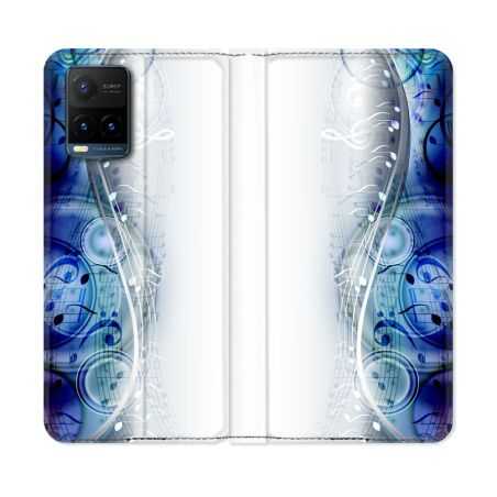 Housse cuir portefeuille Pour Vivo Y21 / Y21S / Y33S Musique Partition Vague
