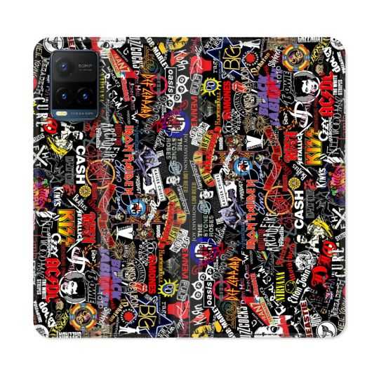 Housse cuir portefeuille Pour Vivo Y21 / Y21S / Y33S Musique Rock Groupe