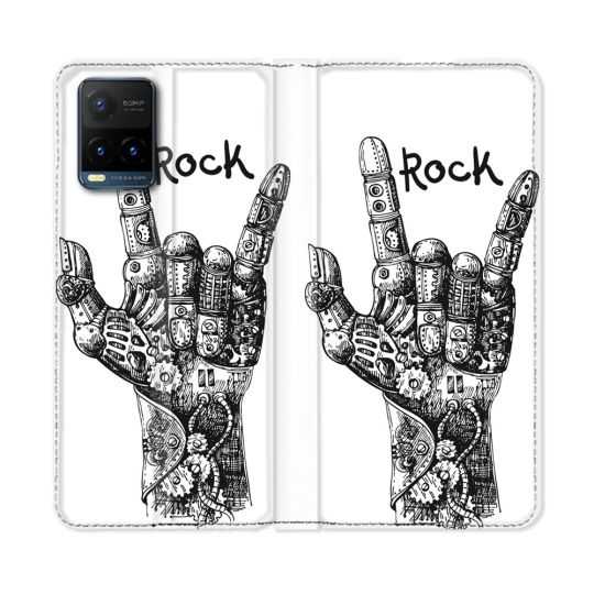 Housse cuir portefeuille Pour Vivo Y21 / Y21S / Y33S Musique Rock Main