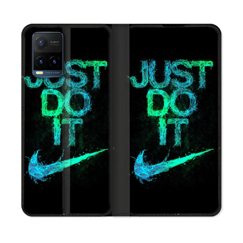 Housse cuir portefeuille Pour Vivo Y21 / Y21S / Y33S Nike Just Do It
