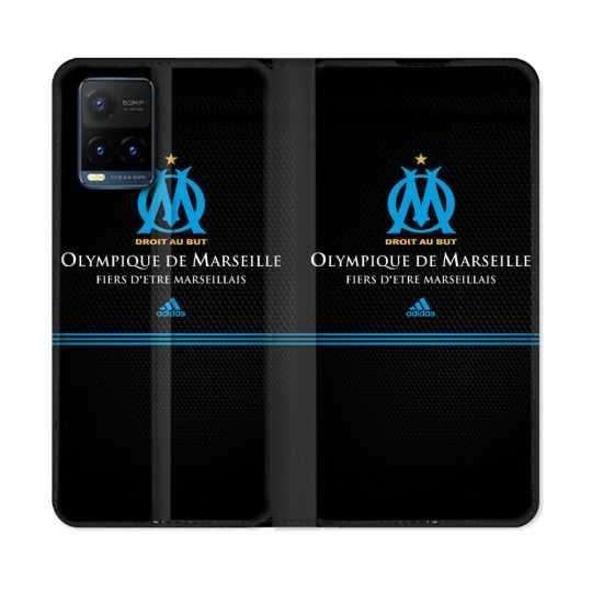 Housse cuir portefeuille Pour Vivo Y21 / Y21S / Y33S Olympique Marseille OM Fier etre Marseillais