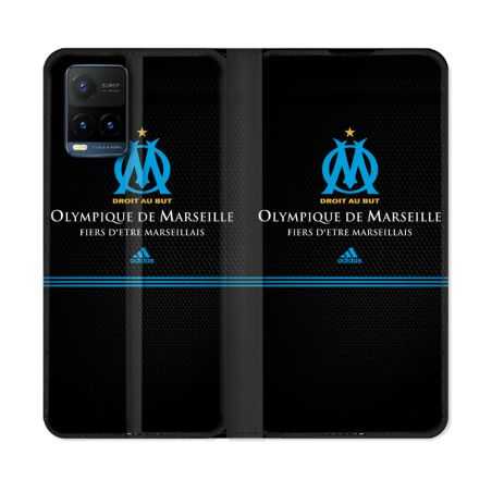 Housse cuir portefeuille Pour Vivo Y21 / Y21S / Y33S Olympique Marseille OM Fier etre Marseillais