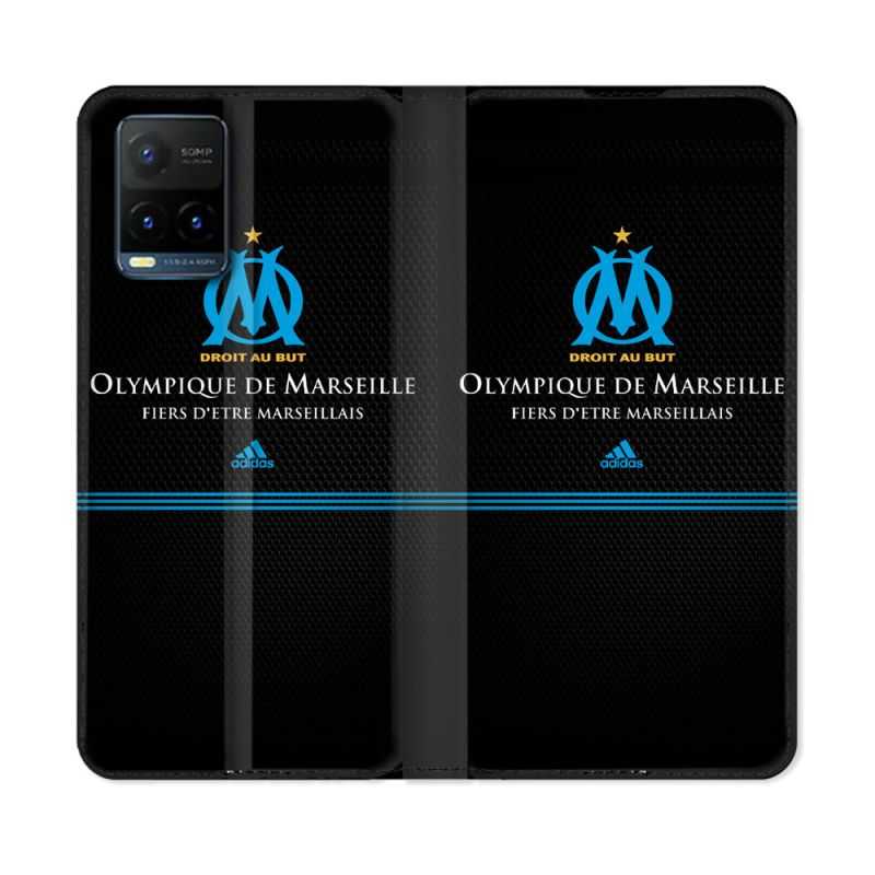 Housse cuir portefeuille Pour Vivo Y21 / Y21S / Y33S Olympique Marseille OM Fier etre Marseillais