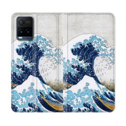 Housse cuir portefeuille Pour Vivo Y21 / Y21S / Y33S Peinture La Grande Vague