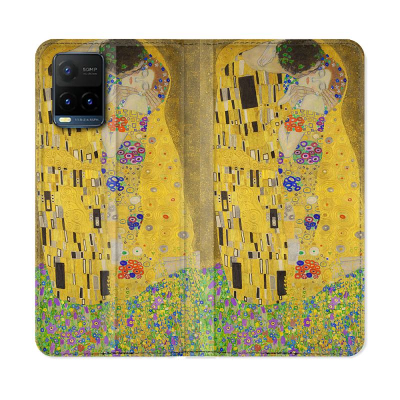 Housse cuir portefeuille Pour Vivo Y21 / Y21S / Y33S Peinture Le Baiser