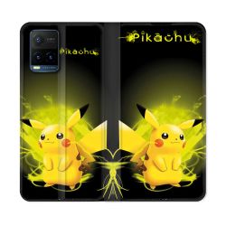 Housse cuir portefeuille Pour Vivo Y21 / Y21S / Y33S Pokemon Pikachu Eclair