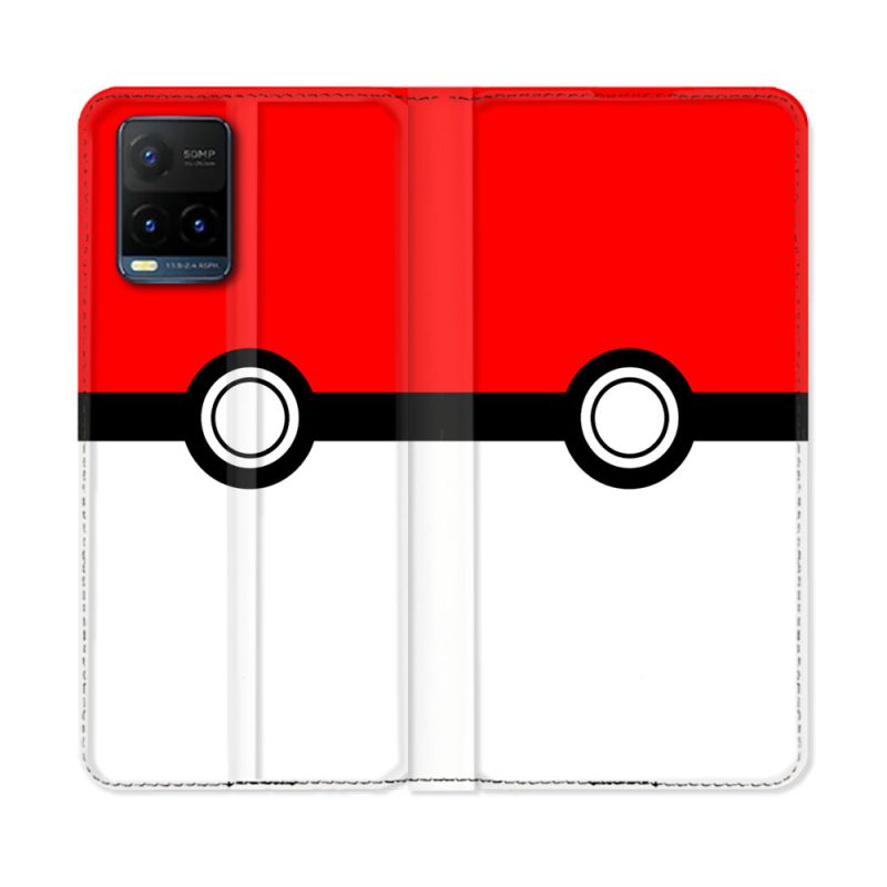 Housse cuir portefeuille Pour Vivo Y21 / Y21S / Y33S Pokemon Pokeball