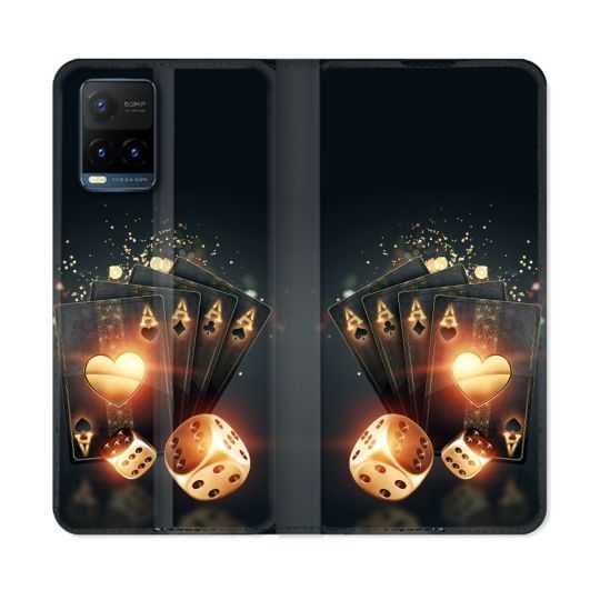 Housse cuir portefeuille Pour Vivo Y21 / Y21S / Y33S Poker Des