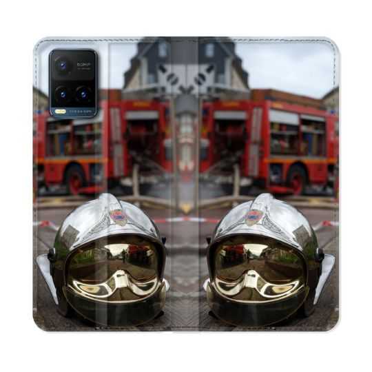 Housse cuir portefeuille Pour Vivo Y21 / Y21S / Y33S Pompier Casque Camion