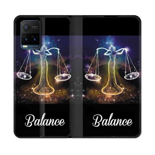 Housse cuir portefeuille Pour Vivo Y21 / Y21S / Y33S Signe Zodiaque 2 Balance