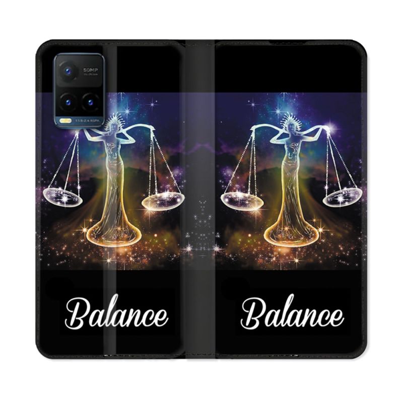 Housse cuir portefeuille Pour Vivo Y21 / Y21S / Y33S Signe Zodiaque 2 Balance