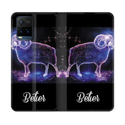 Housse cuir portefeuille Pour Vivo Y21 / Y21S / Y33S Signe Zodiaque 2 Bélier
