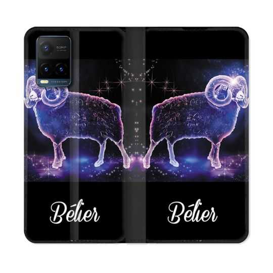 Housse cuir portefeuille Pour Vivo Y21 / Y21S / Y33S Signe Zodiaque 2 Bélier