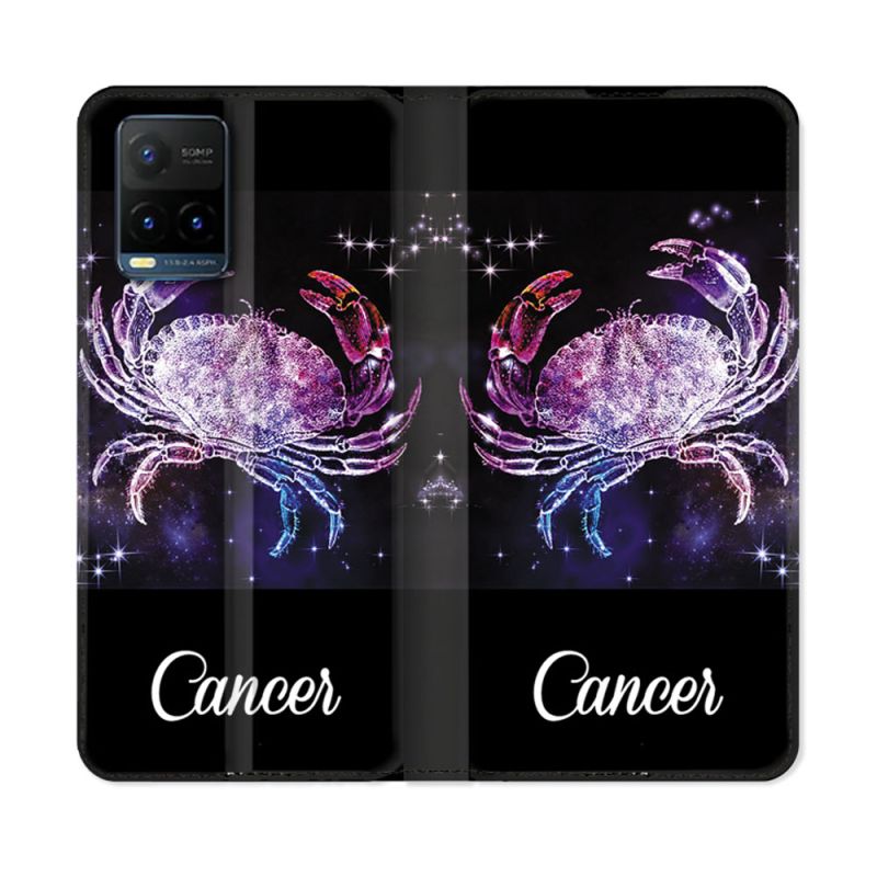 Housse cuir portefeuille Pour Vivo Y21 / Y21S / Y33S Signe Zodiaque 2 Cancer