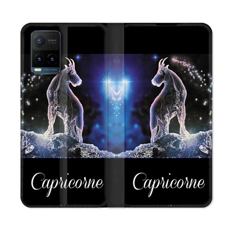 Housse cuir portefeuille Pour Vivo Y21 / Y21S / Y33S Signe Zodiaque 2 Capricorne