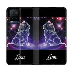 Housse cuir portefeuille Pour Vivo Y21 / Y21S / Y33S Signe Zodiaque 2 Lion