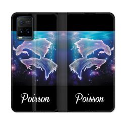 Housse cuir portefeuille Pour Vivo Y21 / Y21S / Y33S Signe Zodiaque 2 Poisson