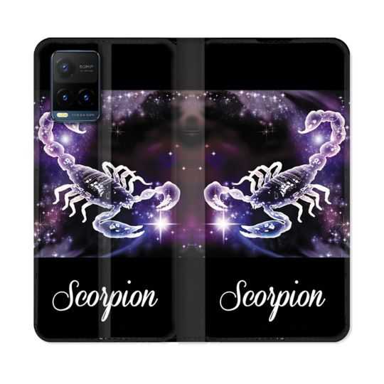 Housse cuir portefeuille Pour Vivo Y21 / Y21S / Y33S Signe Zodiaque 2 Scorpion