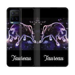Housse cuir portefeuille Pour Vivo Y21 / Y21S / Y33S Signe Zodiaque 2 Taureau