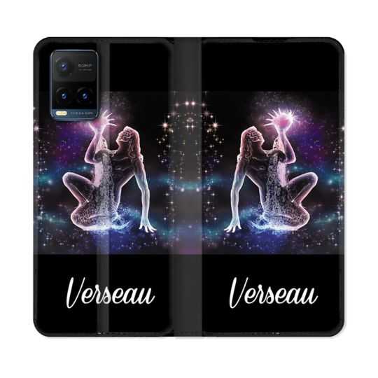 Housse cuir portefeuille Pour Vivo Y21 / Y21S / Y33S Signe Zodiaque 2 Verseau