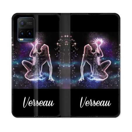 Housse cuir portefeuille Pour Vivo Y21 / Y21S / Y33S Signe Zodiaque 2 Verseau